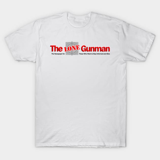 The Lone Gunman Newspaper T-Shirt by Meta Cortex